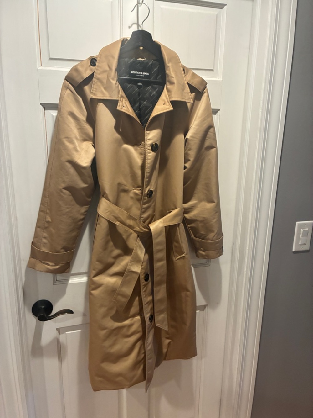 Scotch & Soda Tan Trench Coat with Waist Tie